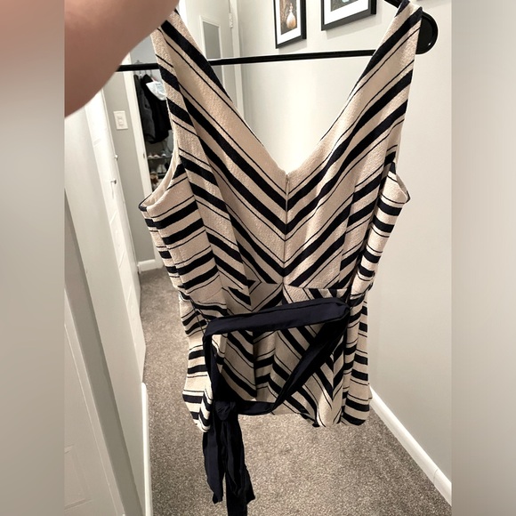 ANTHROPOLOGIE Maeve Mitered Striped Peplum Tank Top With Sash - Size 12 - Picture 8 of 11